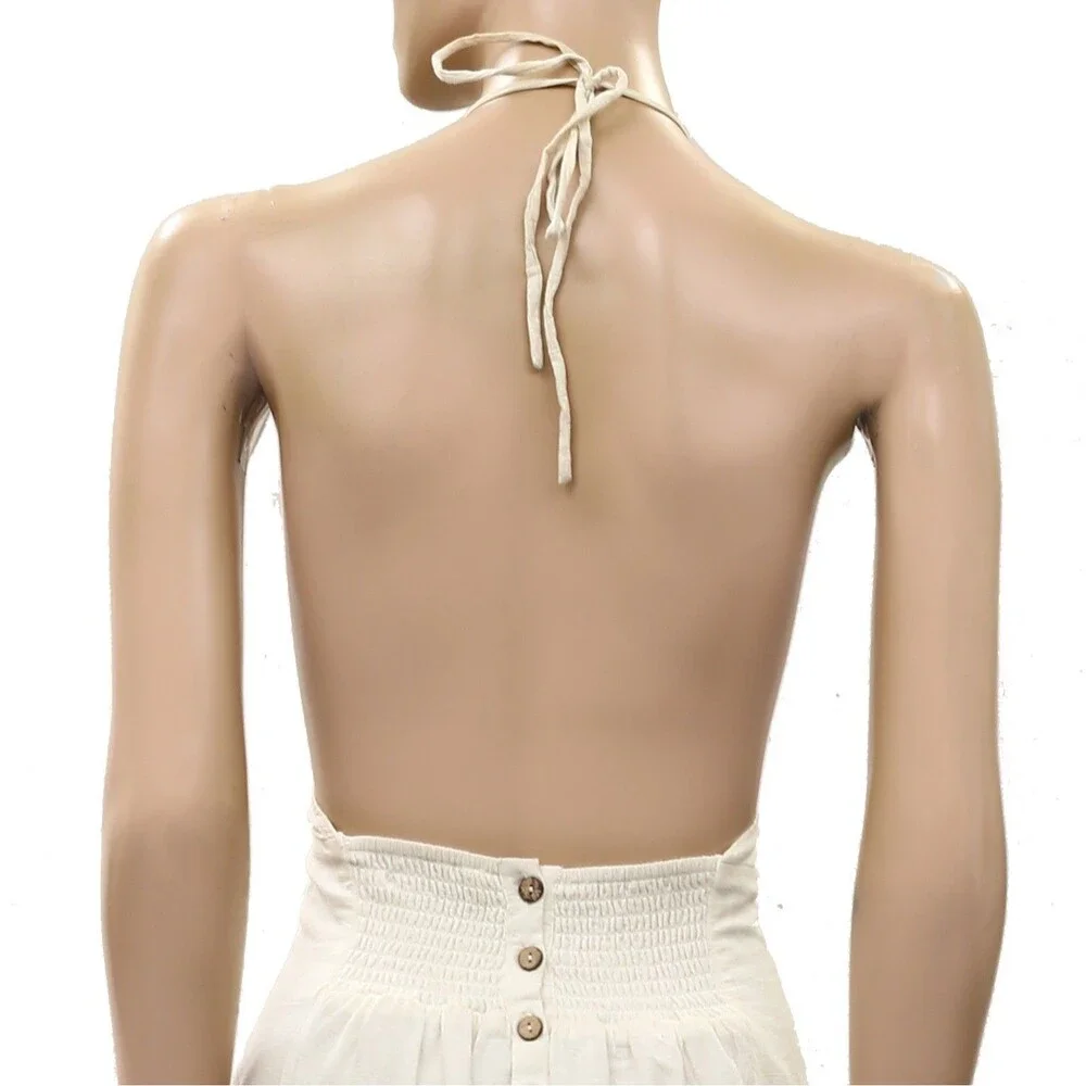 Free People Free Est Made For Me Midi Dress Halter Smocked Cotton White M 289017